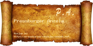 Pressburger Anzelm névjegykártya